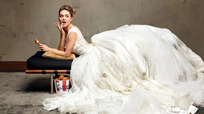 Bride eating KFC