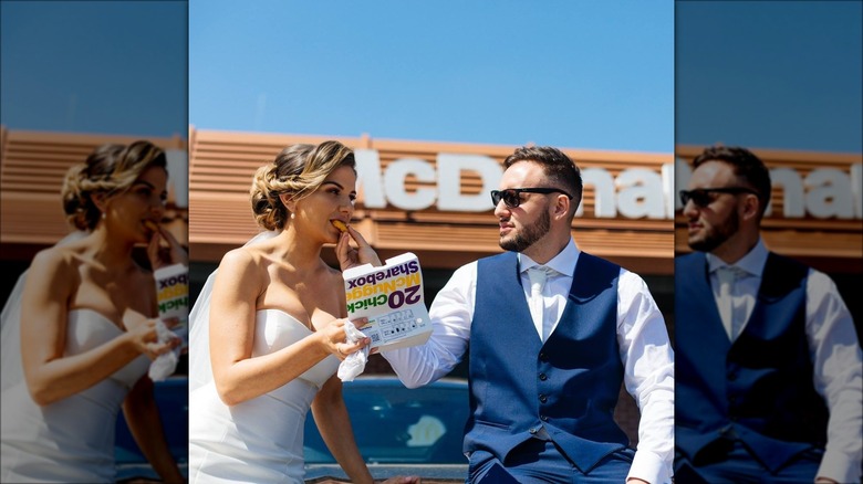Bride and groom at McDonald's