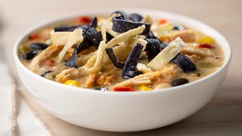 Bowl of chicken tortilla soup