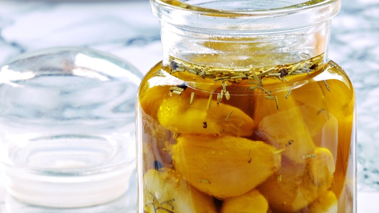 Garlic confit in jar