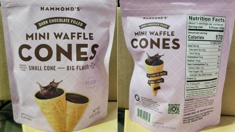 Hammond's dark chocolate mini waffle cones