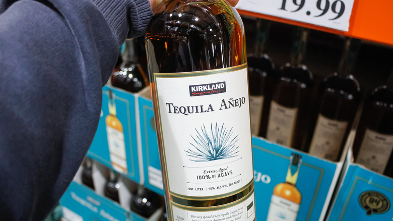 A bottle of Costco tequila