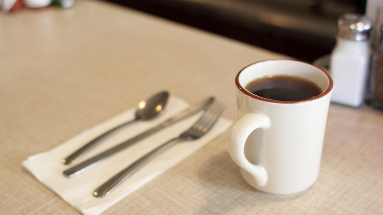 coffee mug on diner counter