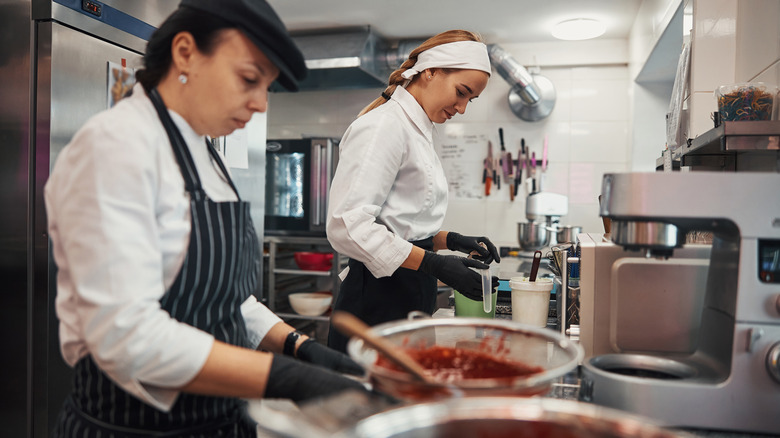 Workers doing meal prep