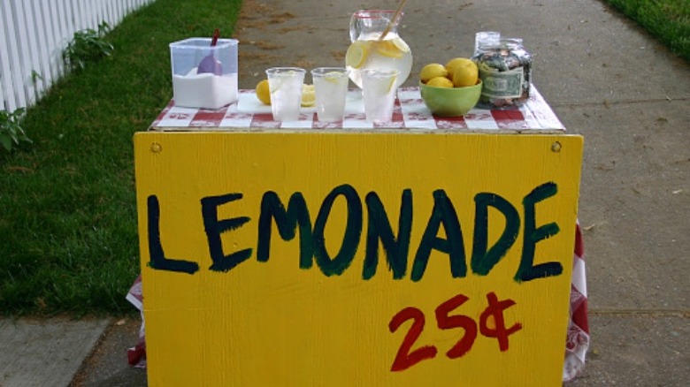 lemonade stand with sign