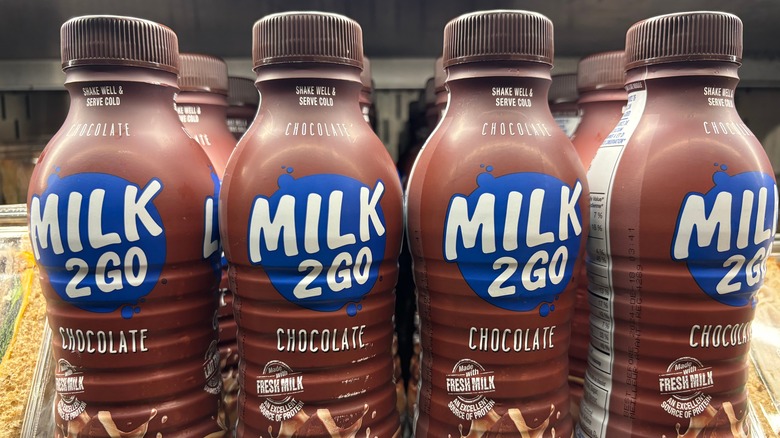 Bottles of chocolate milk