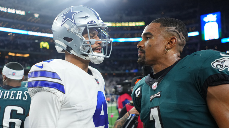 Dak Prescott and Jalen Hurts after a game