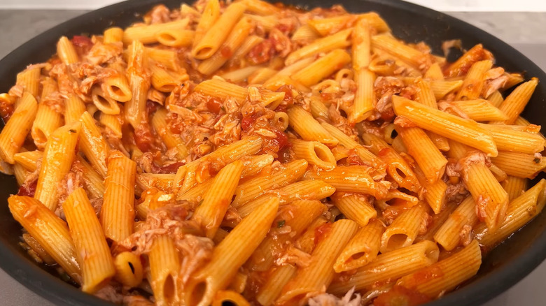 Spaghetti cooked in a pot