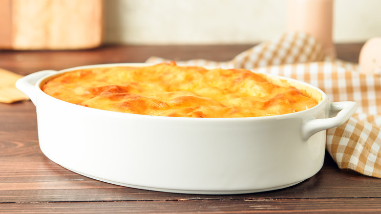 Chantilly mashed potatoes in casserole dish