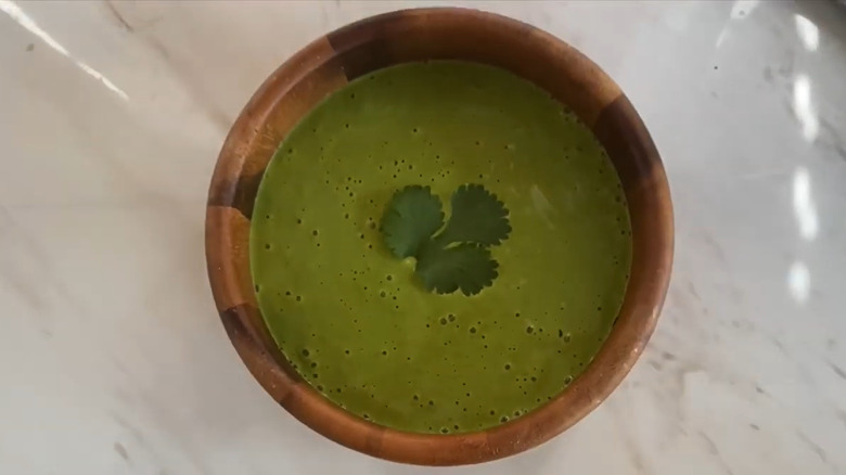 Huacatay sauce in a bowl