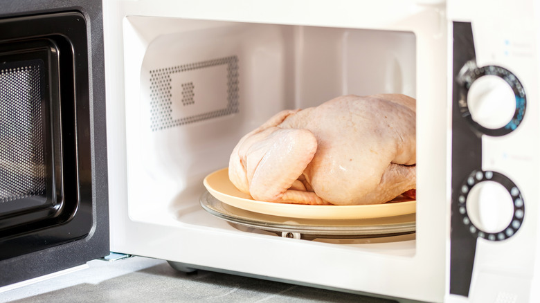 thawed chicken in microwave