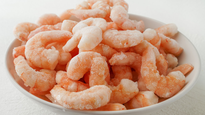 Frozen shrimp in a bowl