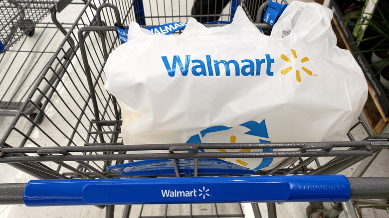 Walmart cart and shopping bag