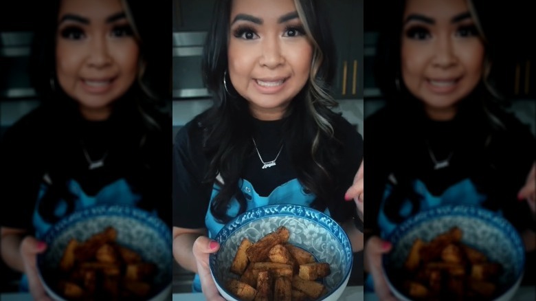 Angiela with crispy tofu