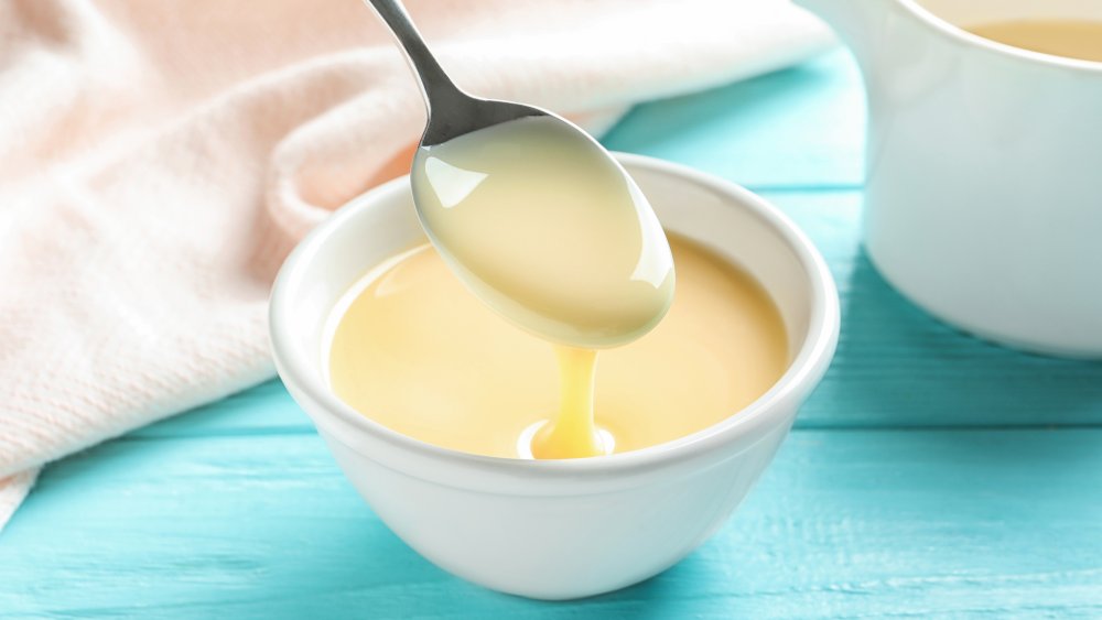 bowl of sweetened condensed milk