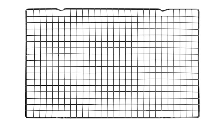 Metal cooling rack on a white background