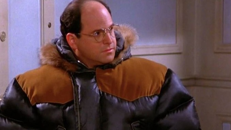 George Costanza in a puffy black jacket