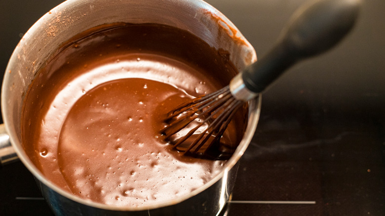 Hot chocolate in sauce pan