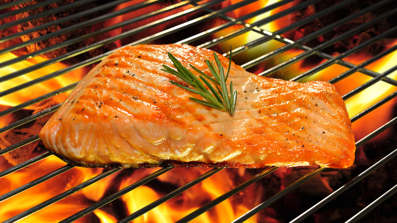 Salmon on a grill