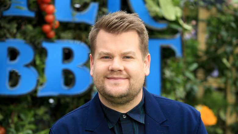 James Corden dark blue blazer