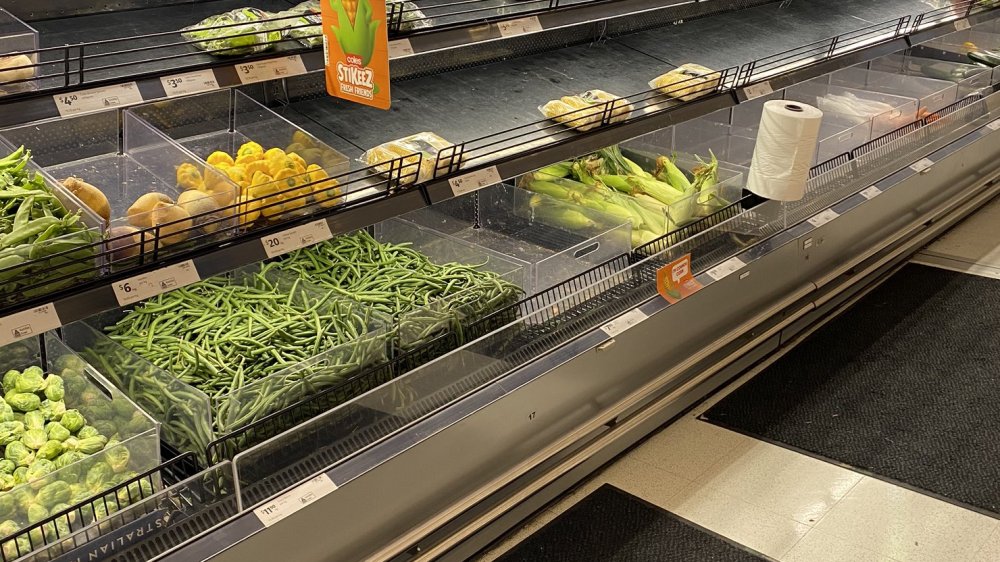 Vegetables on shelves