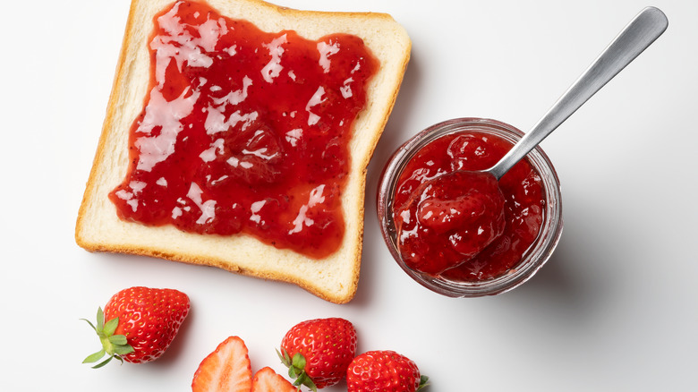 Strawberry jam on toast