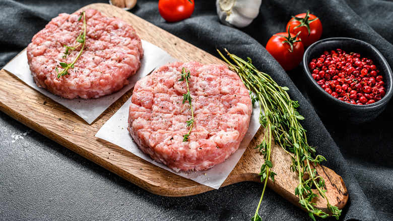 Turkey burgers waiting to be grilled