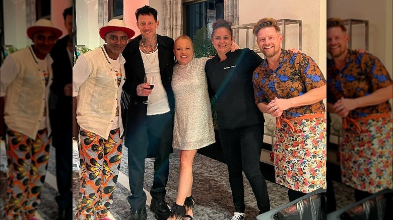 Marcus Samuelsson, Michael Voltaggio, Tiffany Faison, Antonia Lofaso and Richard Blais posing together at SOBEWFF.