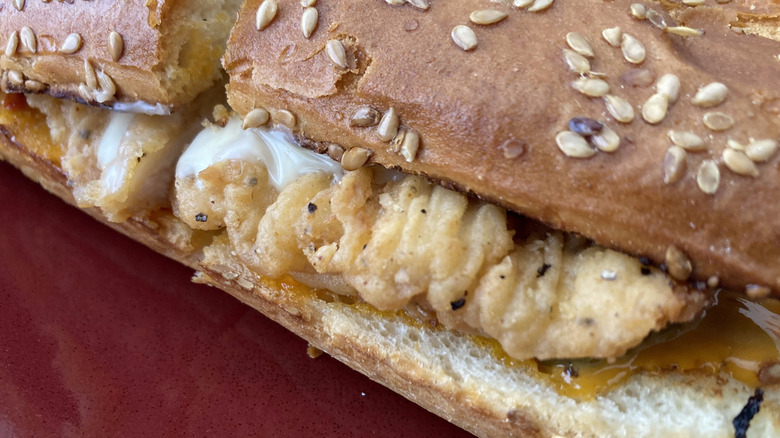 close-up of The Habit chicken sandwich