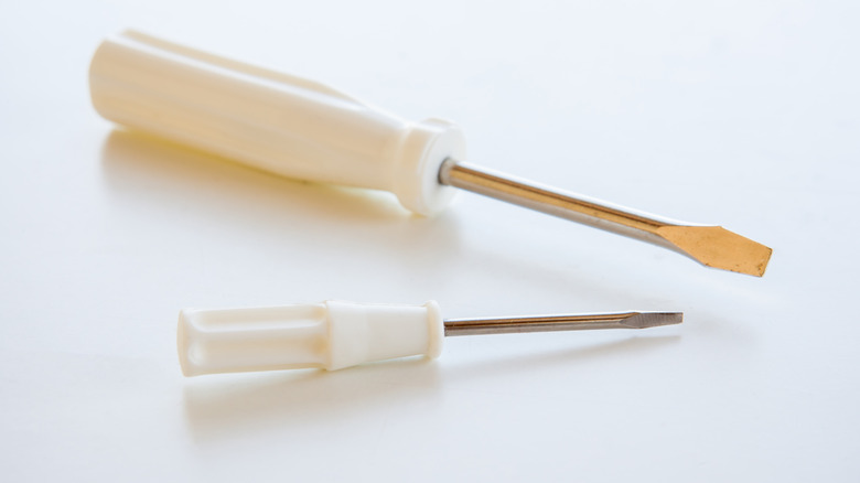 Flathead screwdrivers on a white background