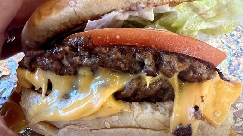 close up of Five Guys burger