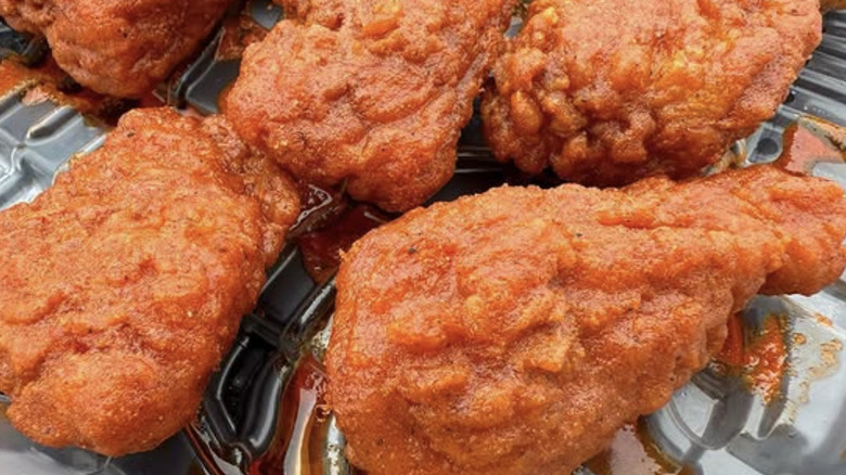 Closeup of Chili's Nashville Hot chicken crispers