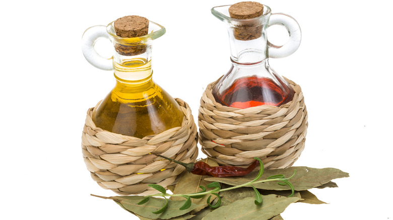 oil and vinegar in fancy jars