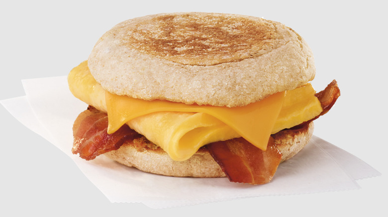 Chick-fil-A bacon egg cheese muffin breakfast sandwich