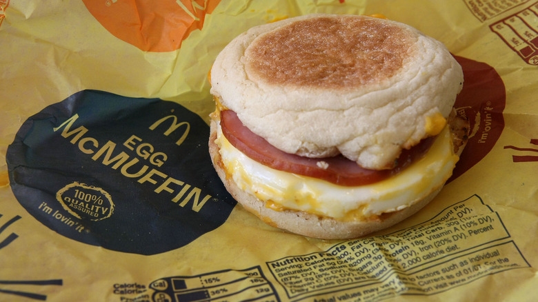 McDonald's Egg McMuffin on yellow paper