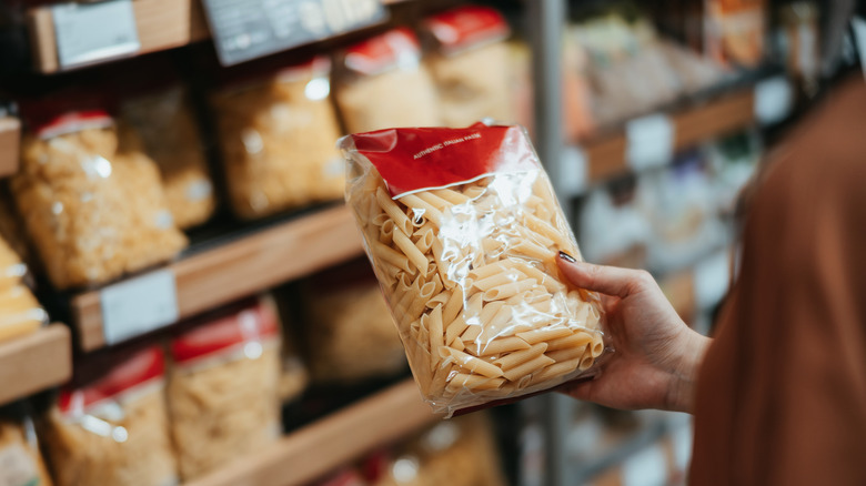 pasta aisle at the store