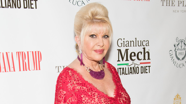 Ivana Trump on step and repeat with slight smile