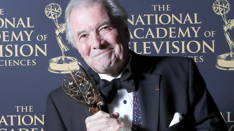 Jacques Pépin holds Emmy statuette