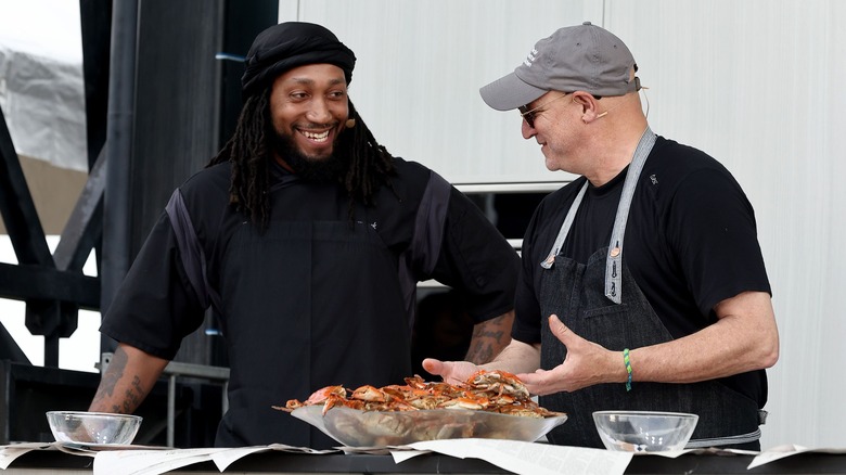 Tom Colicchio giving a cooking demonstration 