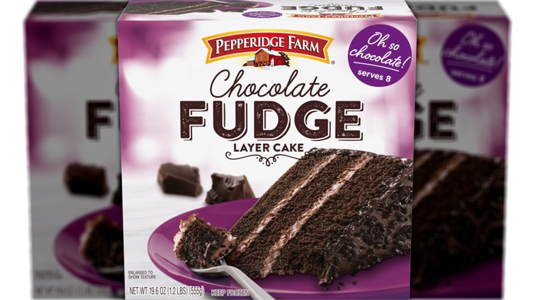 Box of chocolate fudge layer cake