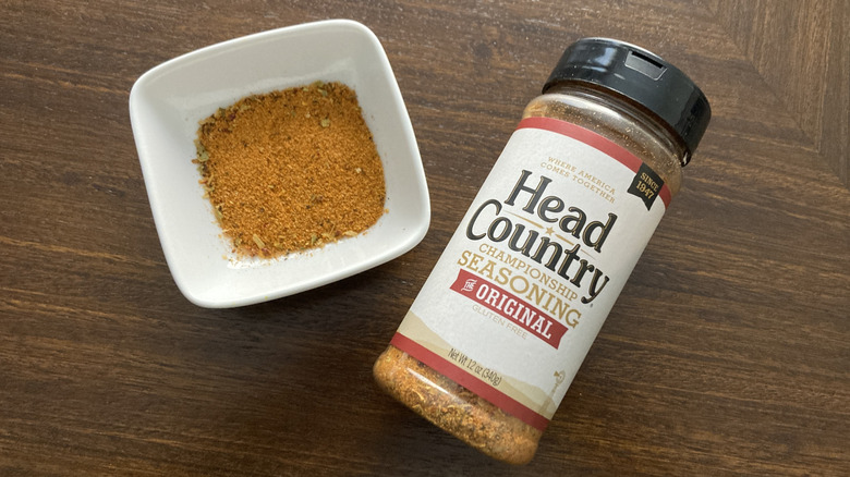 A container and dish of Head Country Championship Seasoning