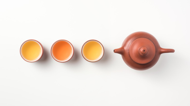 Tea cups of varying strengths