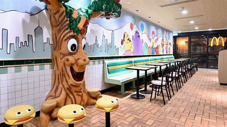 A McDonald's restaurant in Hong Kong with retro decor