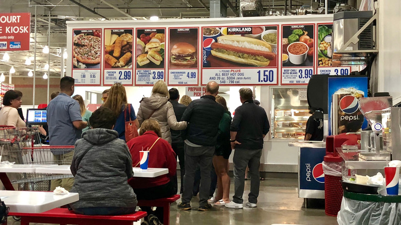 People gathered at the Costco food court