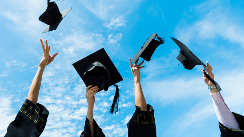 Students graduating from college