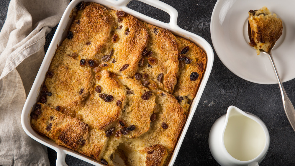 bread pudding in a dish