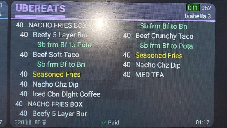 Large Taco Bell order