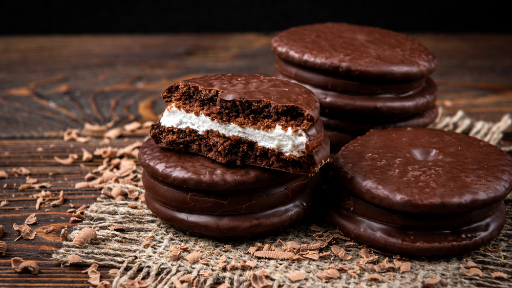 Hand-sized whoopie pies on table