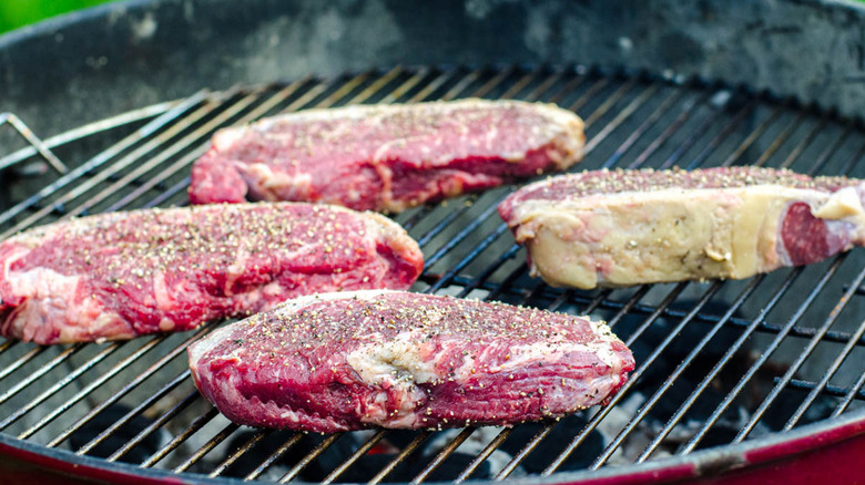 Steaks on grill