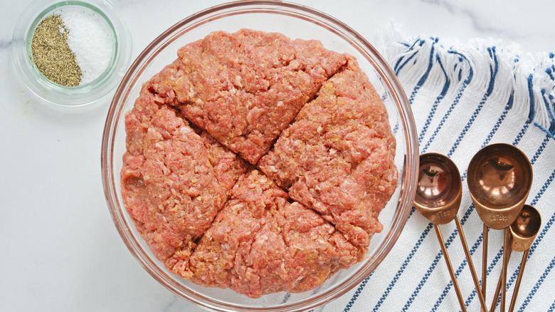 Bowl of uncooked ground beef